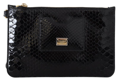 Dolce &amp; Gabbana Zwarte Leren Portemonnee Polsbandje Mirror Agnese Portemonnee