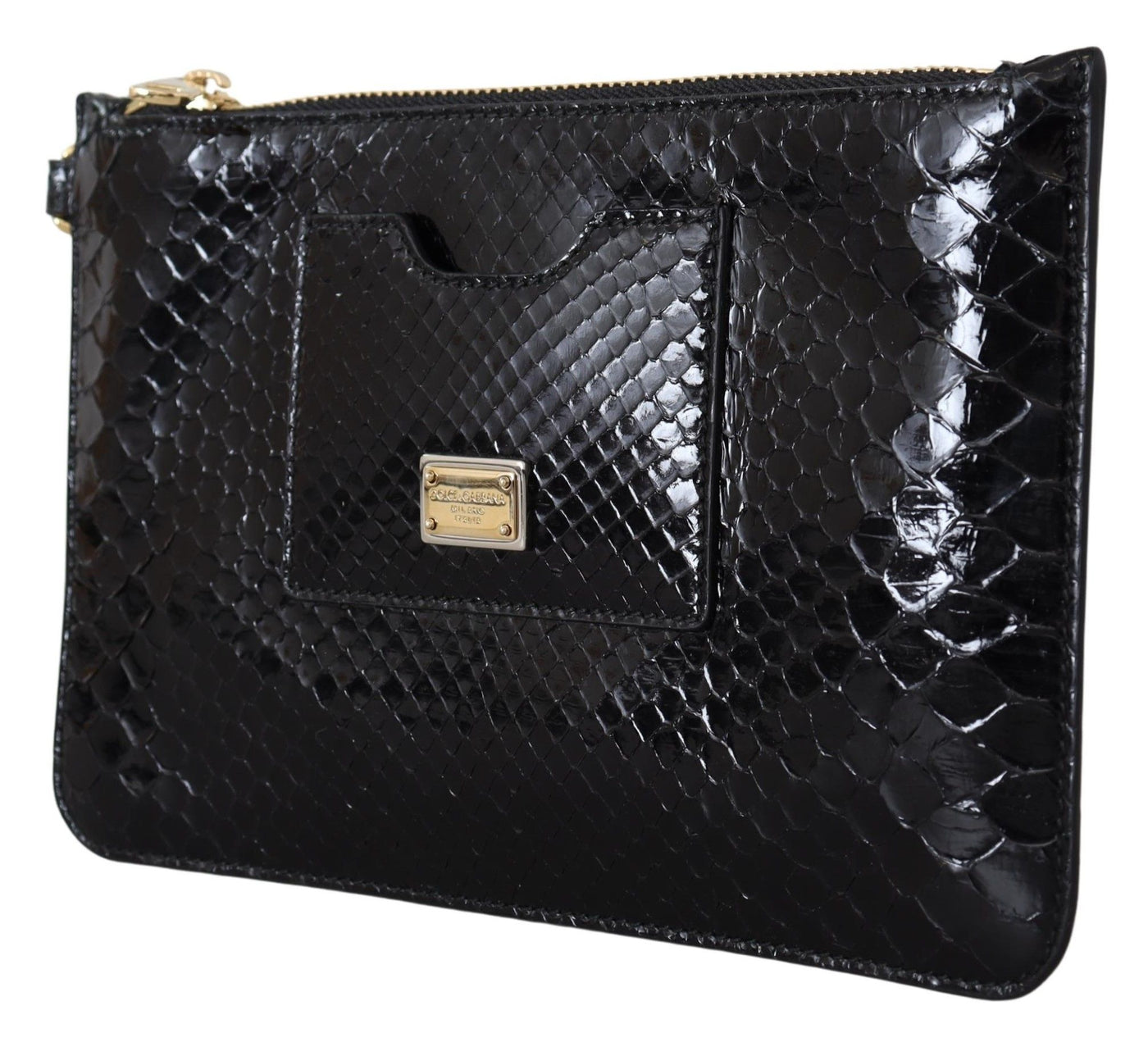 Dolce &amp; Gabbana Zwarte Leren Portemonnee Polsbandje Mirror Agnese Portemonnee
