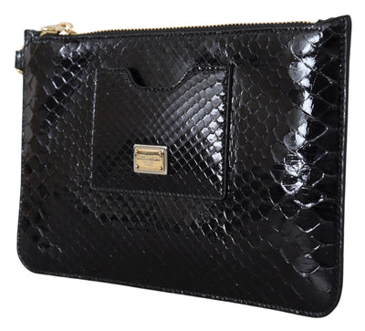 Dolce &amp; Gabbana Zwarte Leren Portemonnee Polsbandje Mirror Agnese Portemonnee