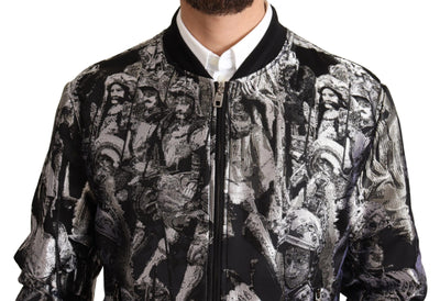 Blouson aviateur Dolce &amp; Gabbana noir argenté à motif Puppi