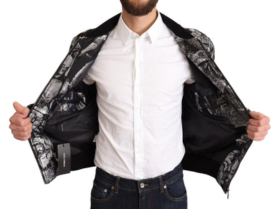 Blouson aviateur Dolce &amp; Gabbana noir argenté à motif Puppi