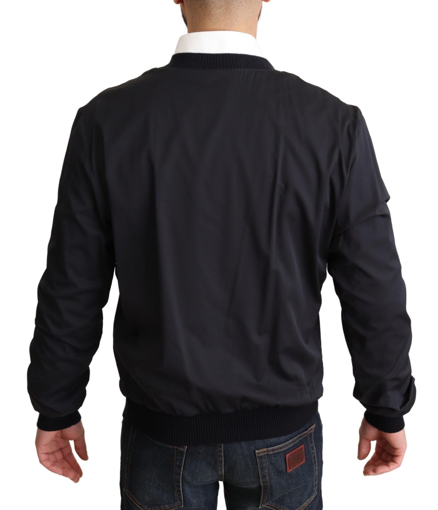 Dolce &amp; Gabbana Manteau en soie bleu Veste bomber courte pour homme
