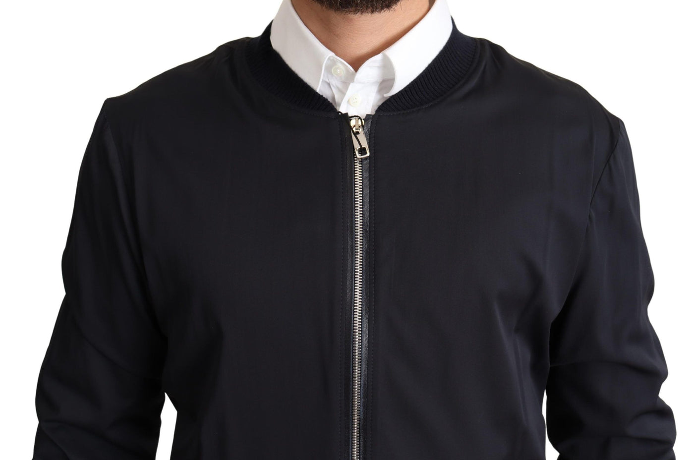 Dolce &amp; Gabbana Manteau en soie bleu Veste bomber courte pour homme