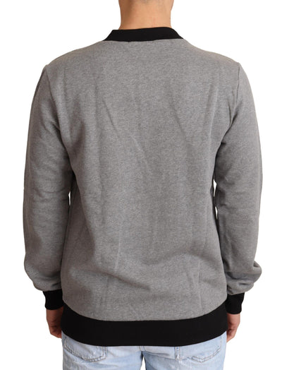 Dolce &amp; Gabbana Gray Crown King Katoenen Pullover Trui