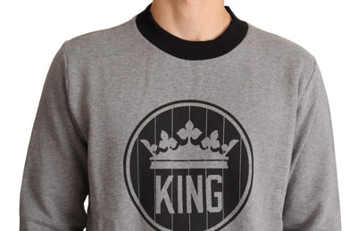 Dolce &amp; Gabbana Gray Crown King Katoenen Pullover Trui