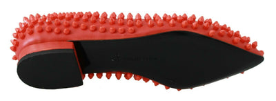 Philipp Plein Orange Leather Ballerina WHAT I DO Flats Shoes