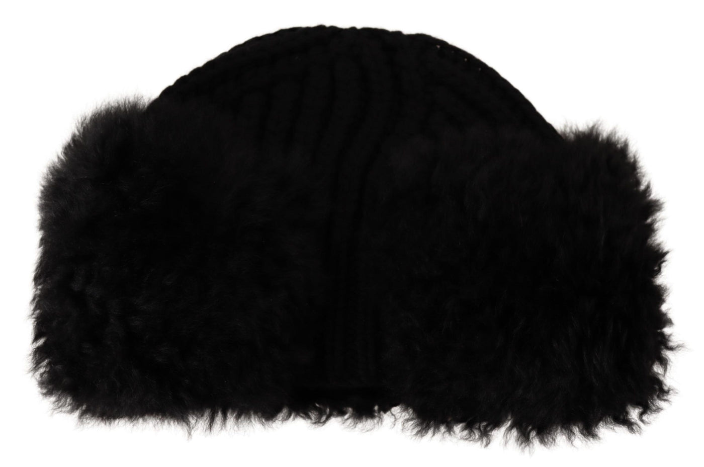 Bonnet en fourrure de cachemire noir Dolce &amp; Gabbana pour femme