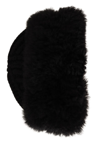 Bonnet en fourrure de cachemire noir Dolce &amp; Gabbana pour femme