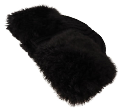 Bonnet en fourrure de cachemire noir Dolce &amp; Gabbana pour femme