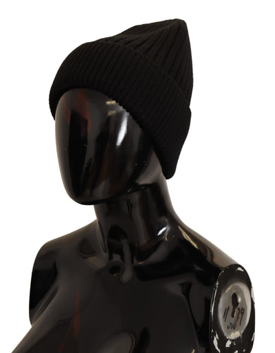 Bonnet d'hiver en laine noire Dolce &amp; Gabbana pour femme