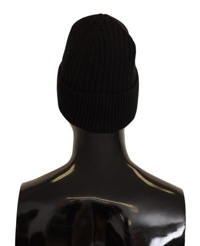 Bonnet d'hiver en laine noire Dolce &amp; Gabbana pour femme