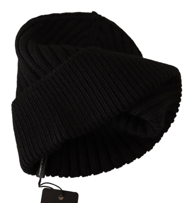 Bonnet d'hiver en laine noire Dolce &amp; Gabbana pour femme
