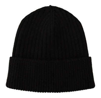 Bonnet d'hiver en laine noire Dolce &amp; Gabbana pour femme