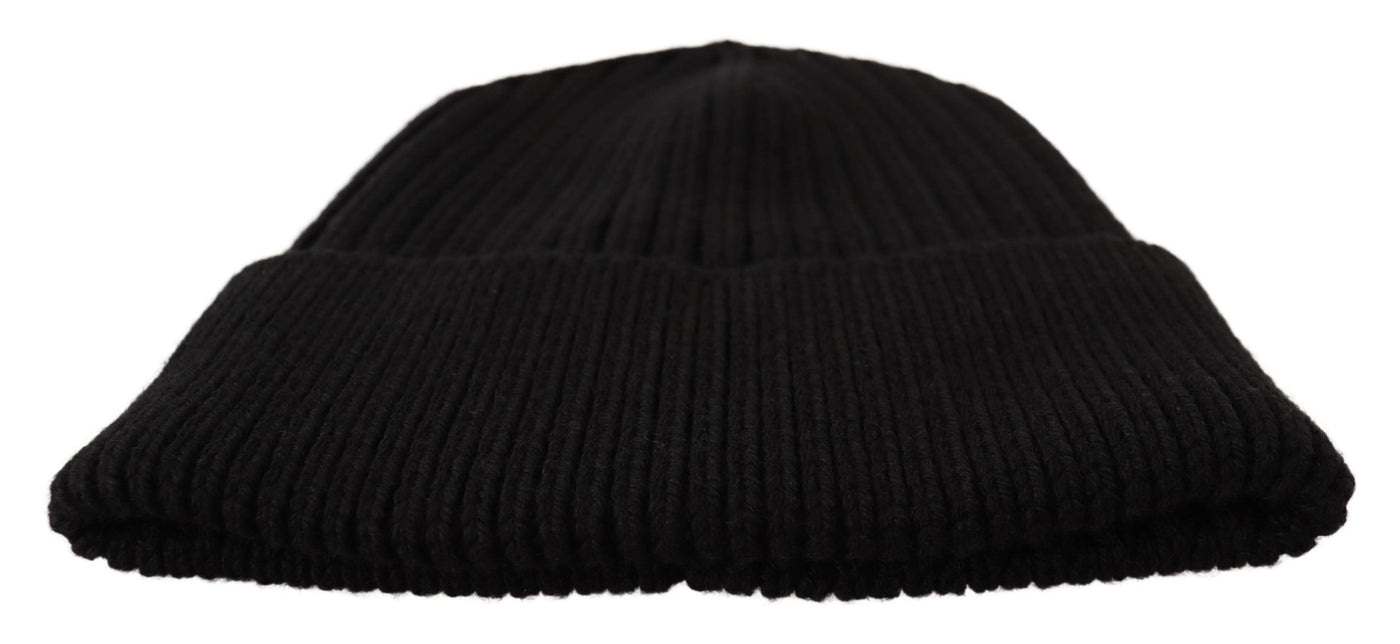 Bonnet d'hiver en laine noire Dolce &amp; Gabbana pour femme