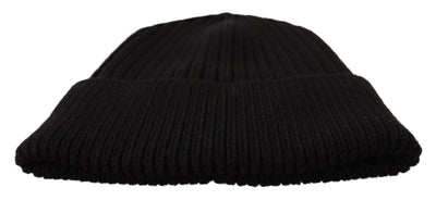Bonnet d'hiver en laine noire Dolce &amp; Gabbana pour femme