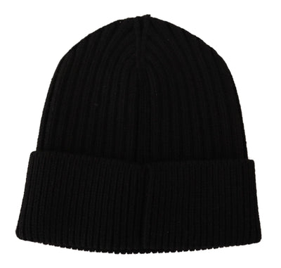 Bonnet d'hiver en laine noire Dolce &amp; Gabbana pour femme