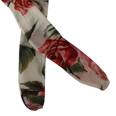 Dolce &amp; Gabbana Witte Bloemenprint Kousen Nylon Panty