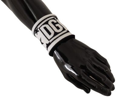 Dolce &amp; Gabbana Wit Zwart Wollen Logo #DGMILLENNIALS Polsbandje