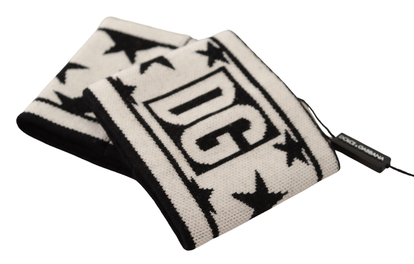 Dolce &amp; Gabbana Wit Zwart Wollen Logo #DGMILLENNIALS Polsbandje