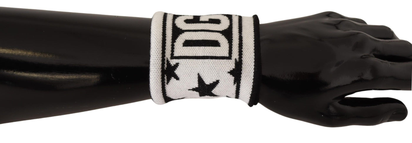 Dolce &amp; Gabbana Wit Zwart Wollen Logo #DGMILLENNIALS Polsbandje