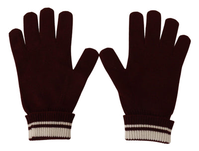 Gants en cachemire Dolce &amp; Gabbana rouges et blancs avec logo D&amp;G et couronne