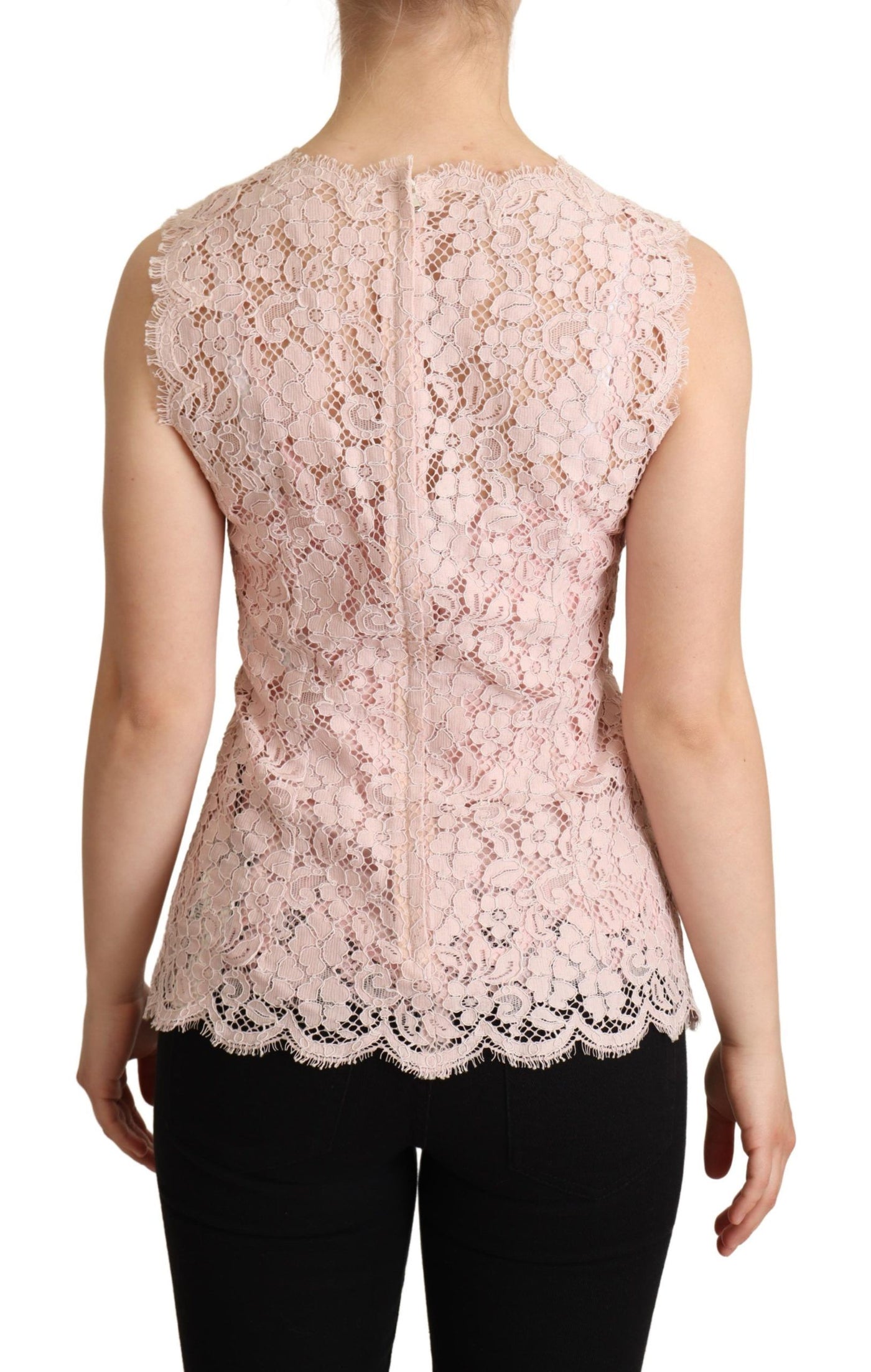 Dolce &amp; Gabbana roze bloemenkanten mouwloze tanktop