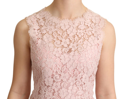 Dolce &amp; Gabbana roze bloemenkanten mouwloze tanktop
