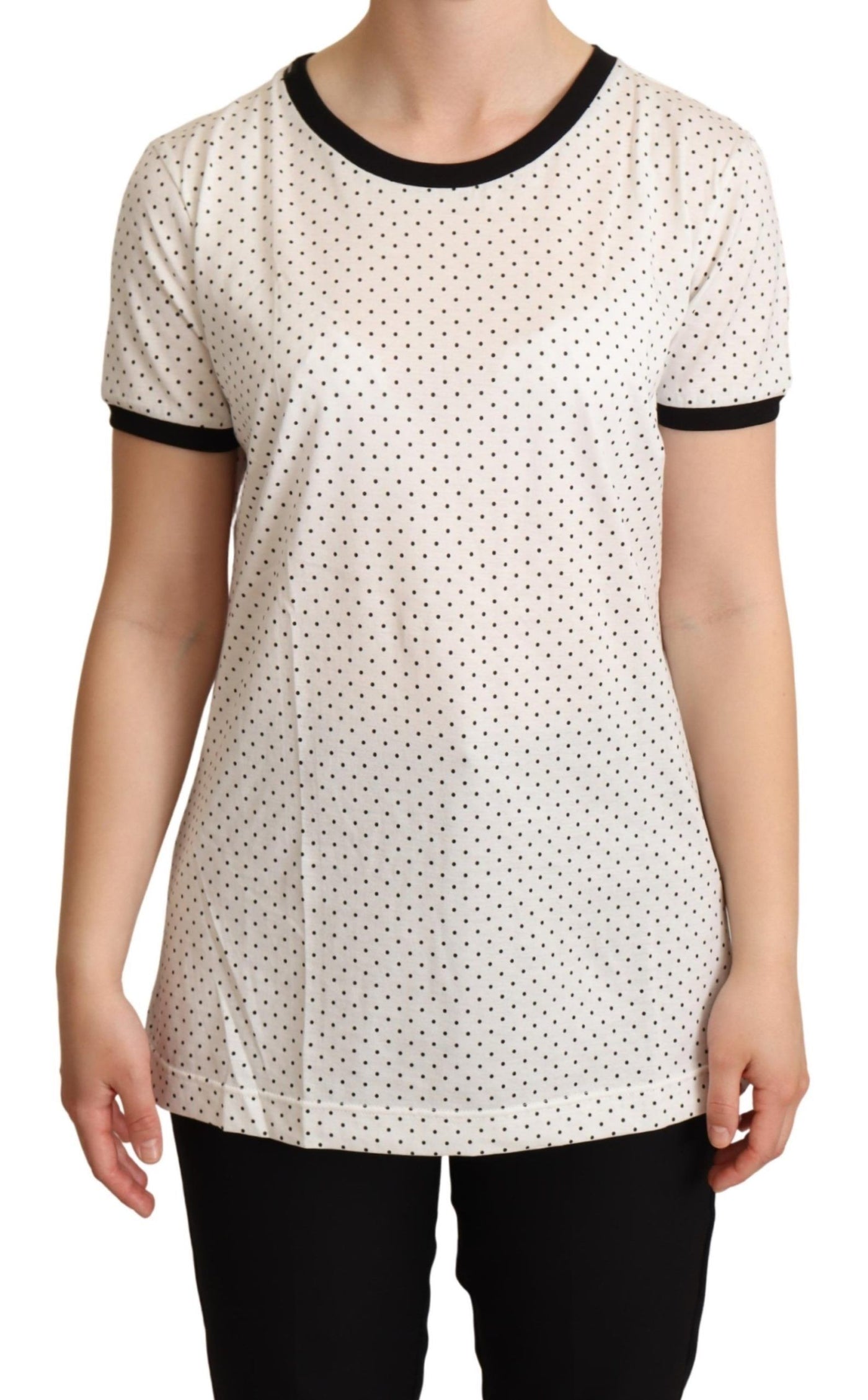 Dolce &amp; Gabbana Wit Gestippeld Ronde Hals Katoenen T-shirt
