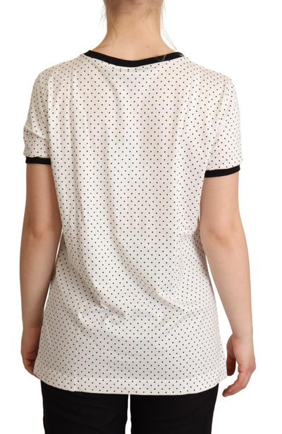 Dolce &amp; Gabbana Wit Gestippeld Ronde Hals Katoenen T-shirt