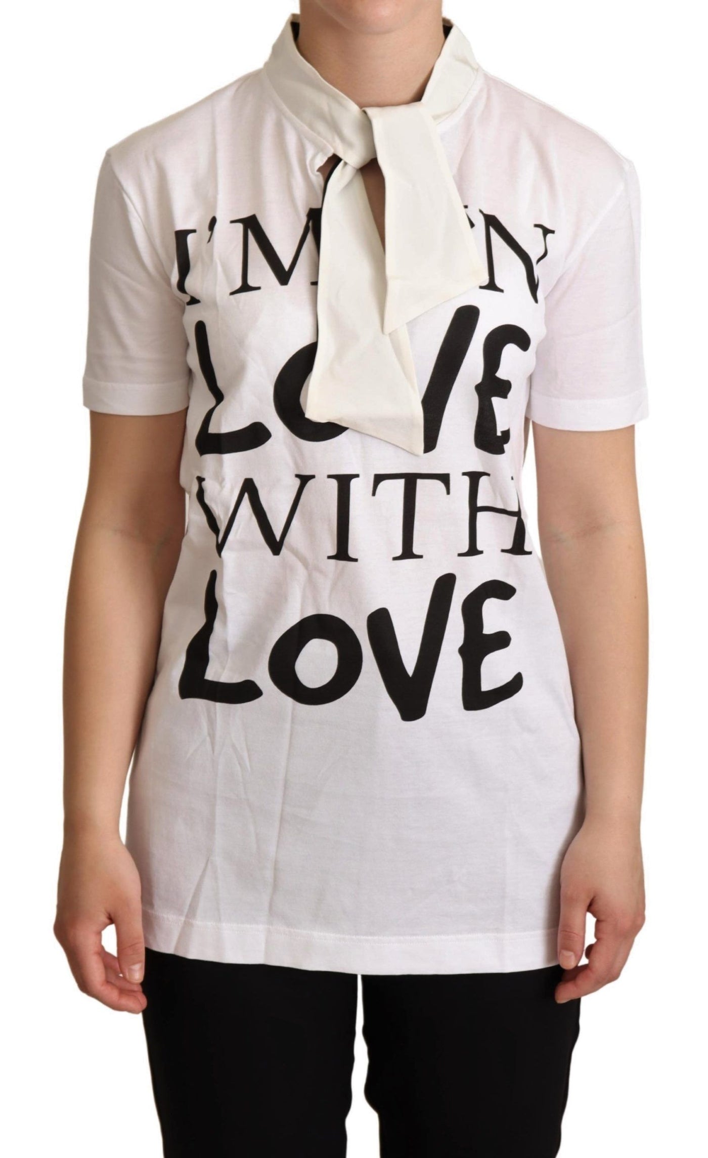Dolce &amp; Gabbana Wit Katoenen Zijden I'm In Love Top T-shirt