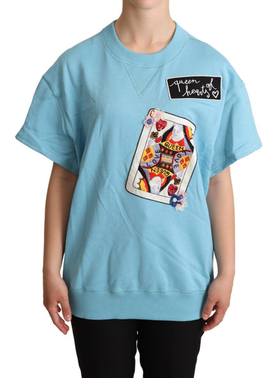 Dolce &amp; Gabbana Blue Queen Of Hearts Card Sweater T-shirt
