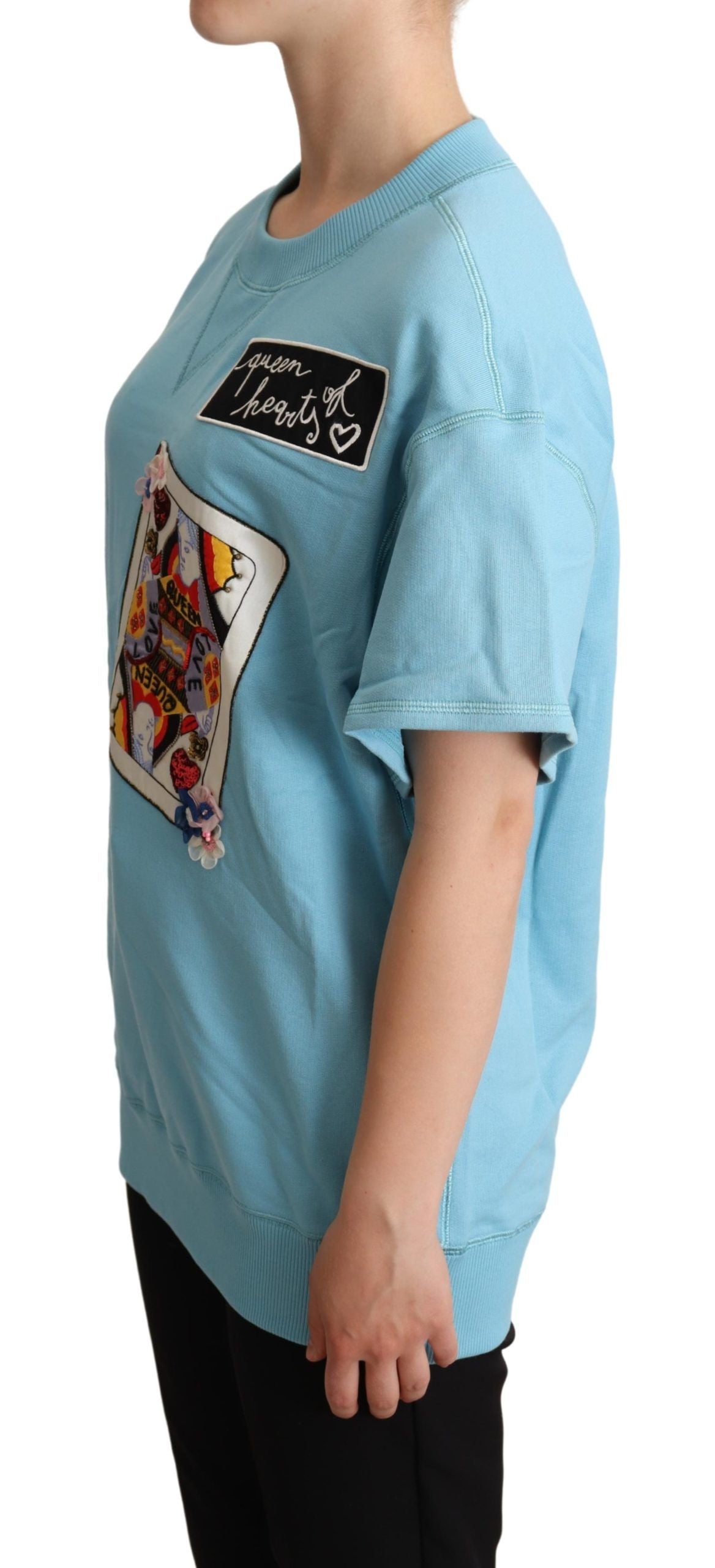 Dolce &amp; Gabbana Blue Queen Of Hearts Card Sweater T-shirt