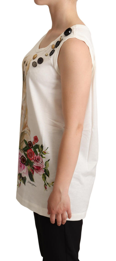 Dolce &amp; Gabbana Wit T-shirt met bloemenprint en hondenprint