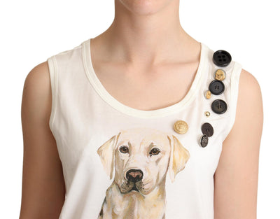 Dolce &amp; Gabbana Wit T-shirt met bloemenprint en hondenprint
