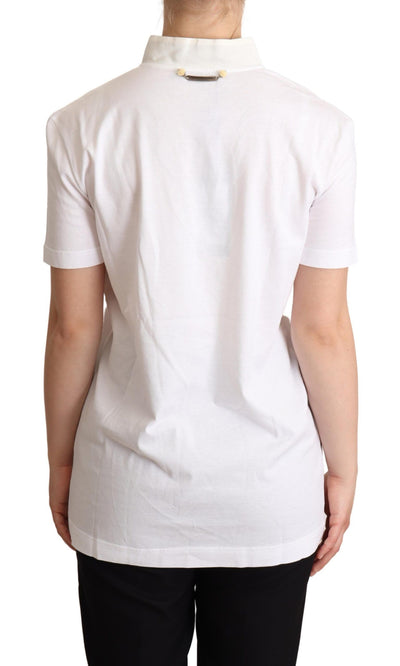 Dolce &amp; Gabbana wit T-shirt met Ascot-kraag van katoen en zijdemix