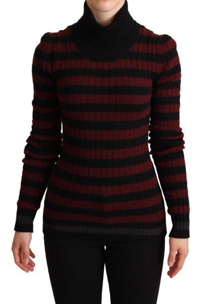 Pull en laine à rayures noires et rouges Dolce &amp; Gabbana