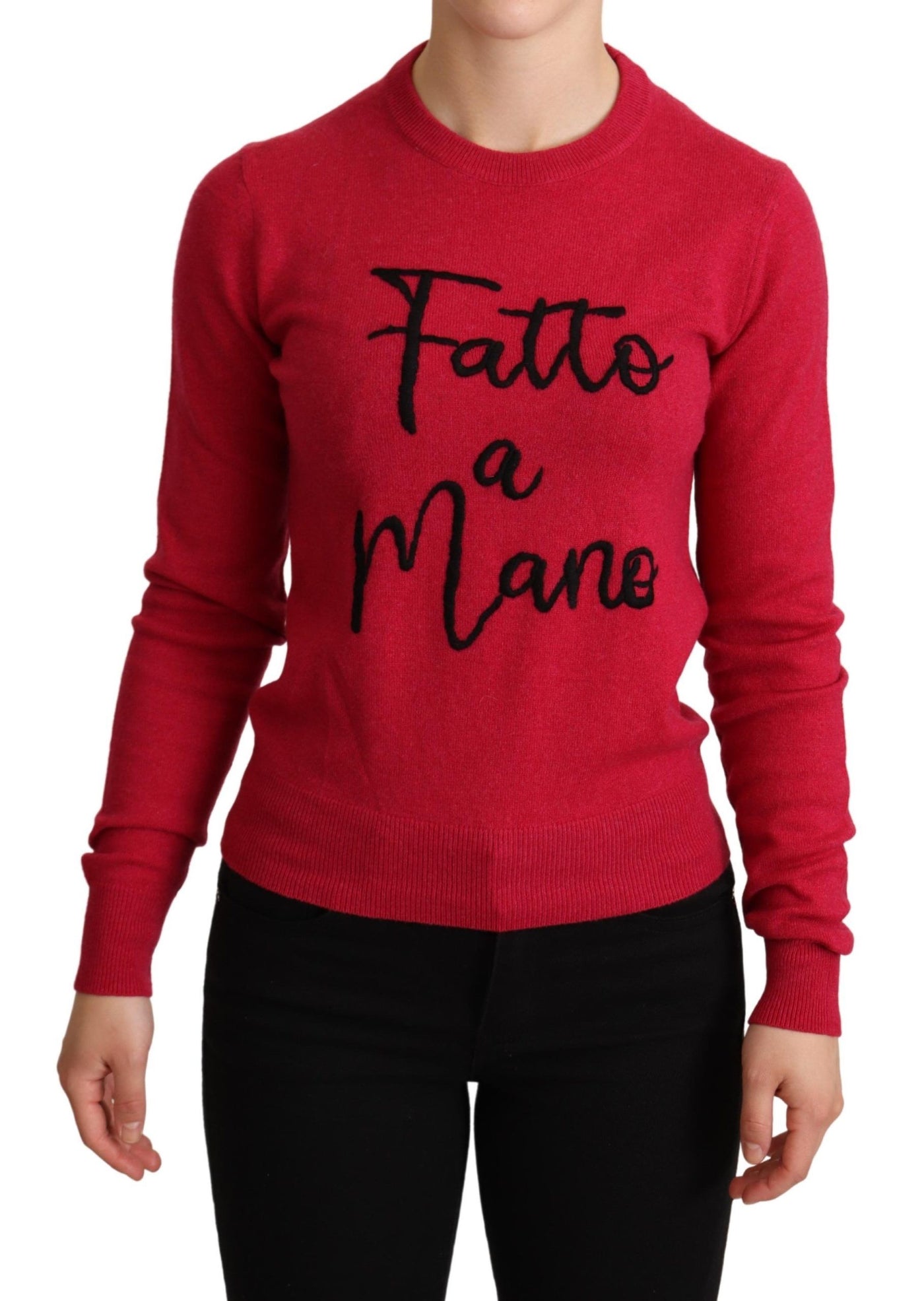 Pull en laine et cachemire brodé rose Dolce &amp; Gabbana