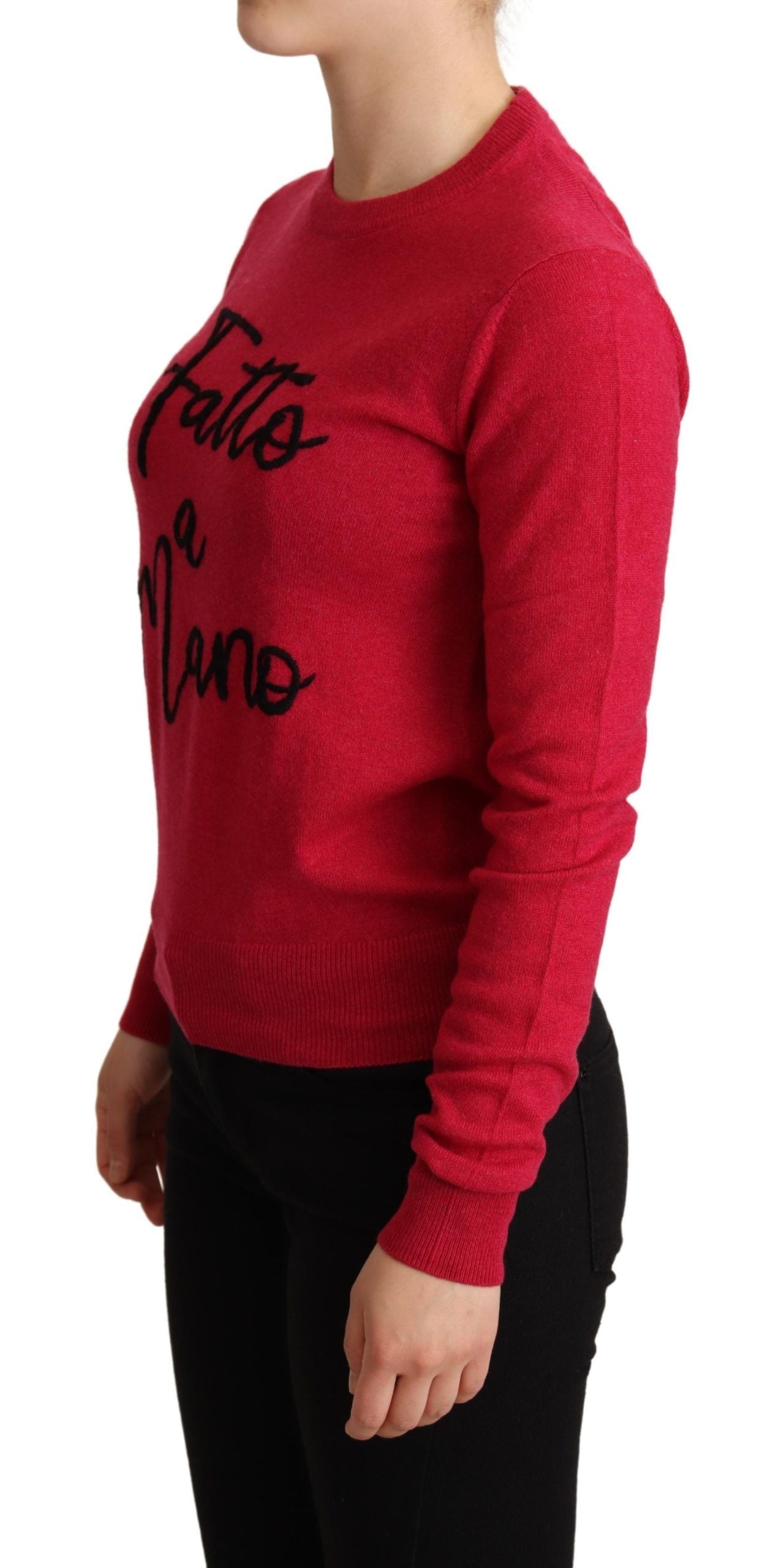 Pull en laine et cachemire brodé rose Dolce &amp; Gabbana