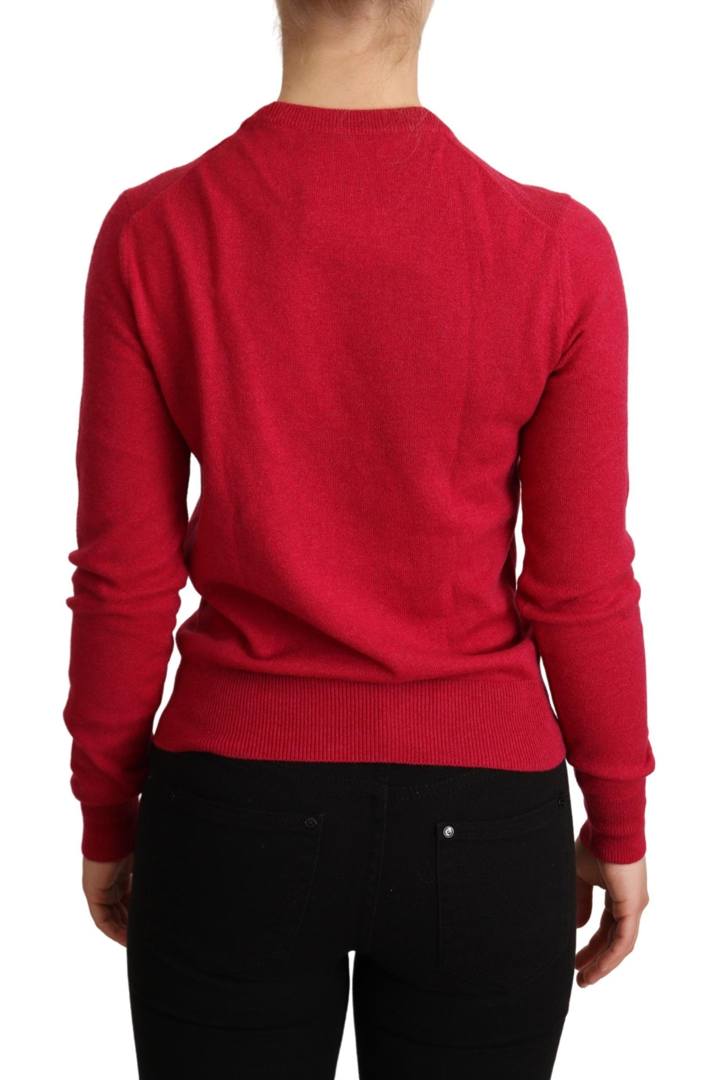 Pull en laine et cachemire brodé rose Dolce &amp; Gabbana