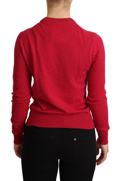 Pull en laine et cachemire brodé rose Dolce &amp; Gabbana
