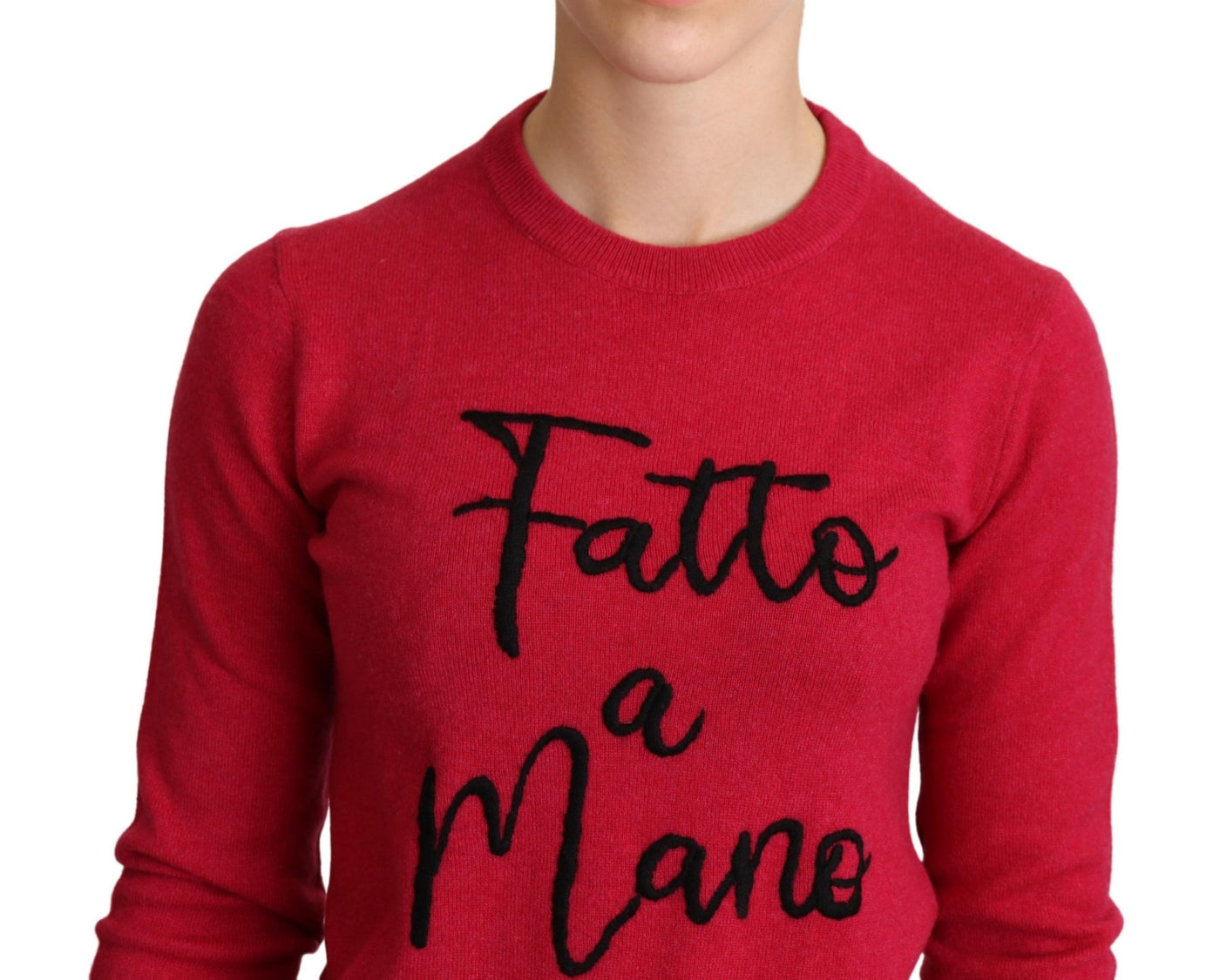 Pull en laine et cachemire brodé rose Dolce &amp; Gabbana