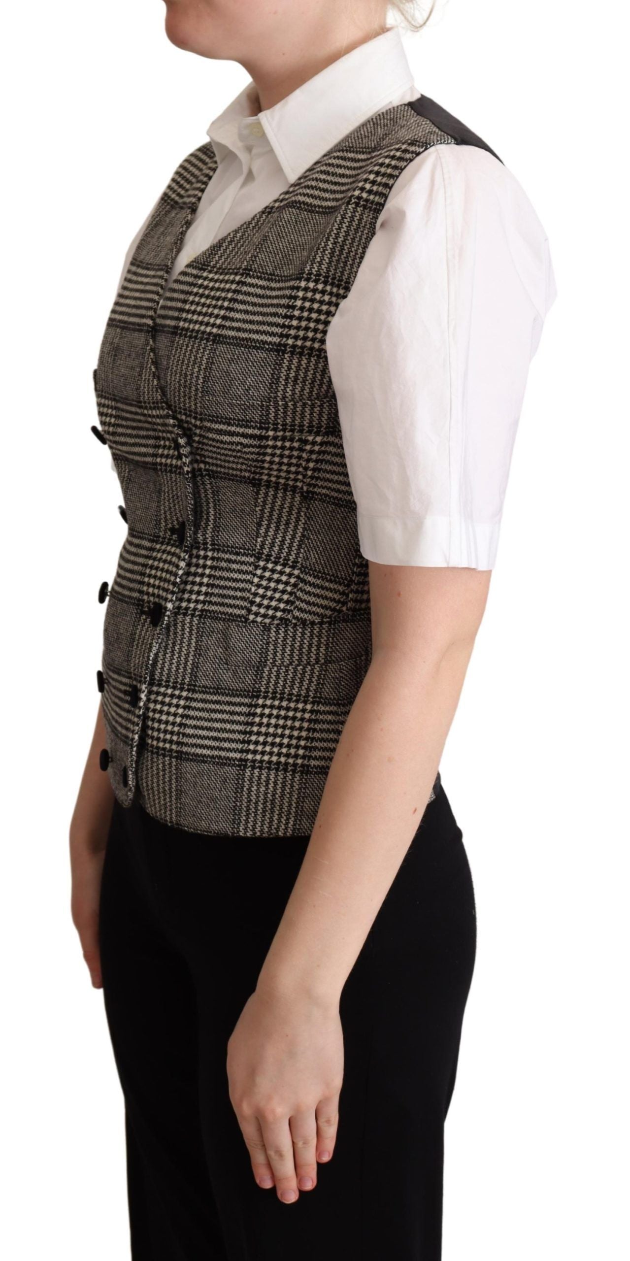 Gilet sans manches à carreaux gris Dolce &amp; Gabbana