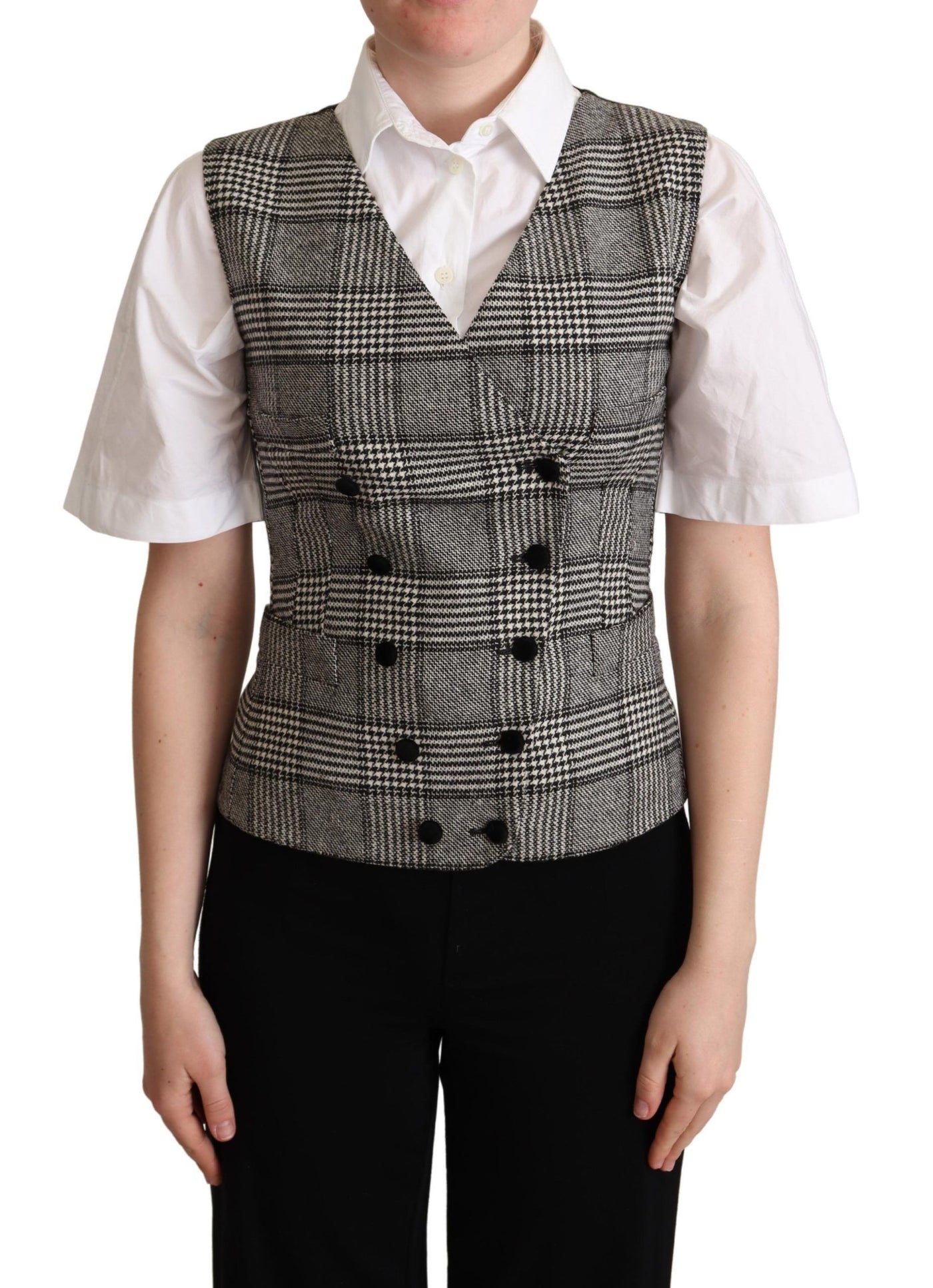 Gilet sans manches à carreaux gris Dolce &amp; Gabbana