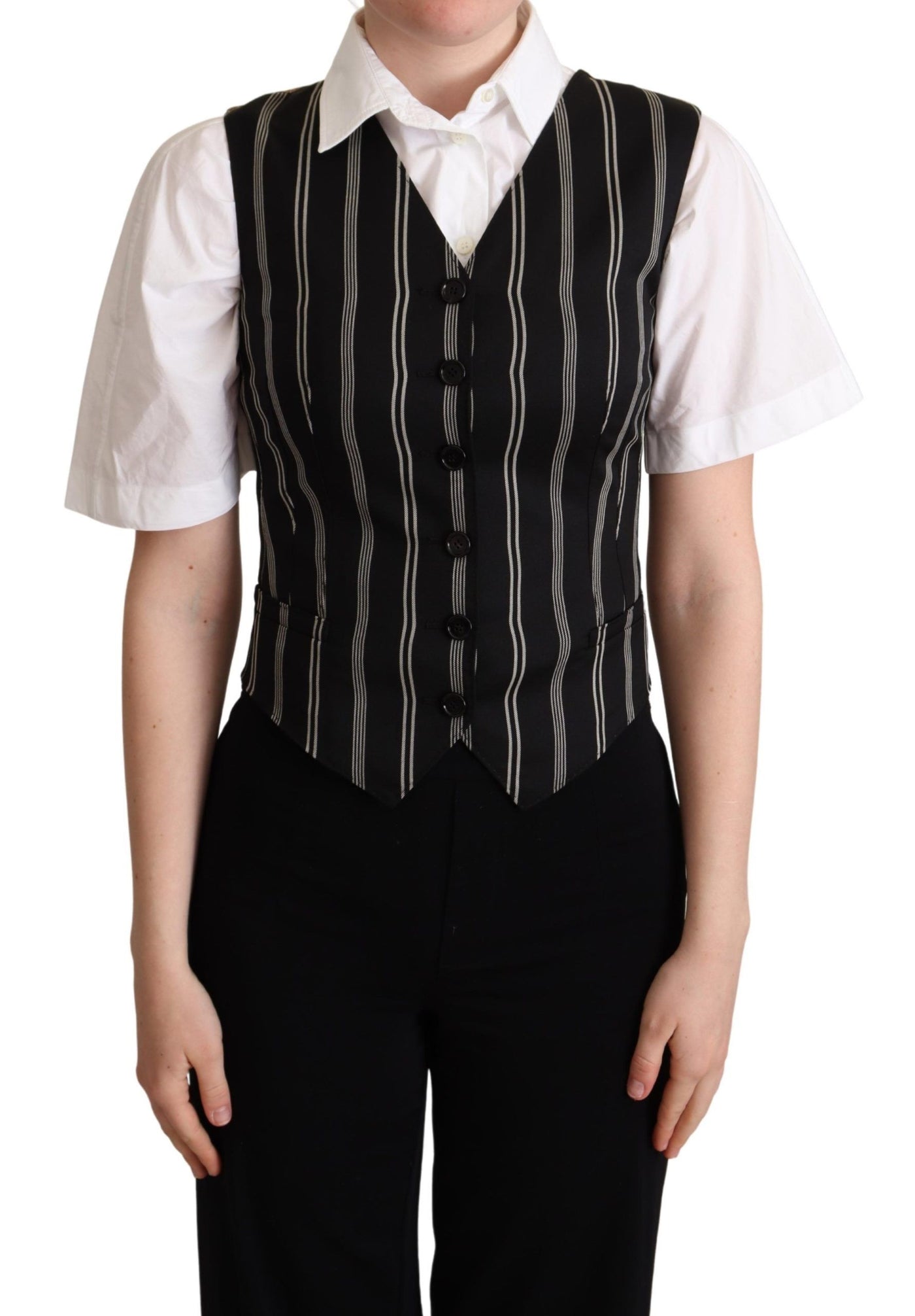 Gilet Dolce &amp; Gabbana à rayures noires et imprimé léopard