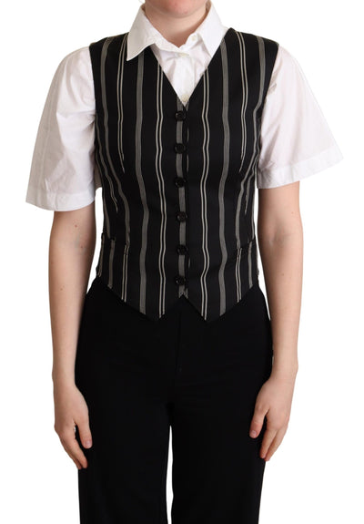 Gilet Dolce &amp; Gabbana à rayures noires et imprimé léopard