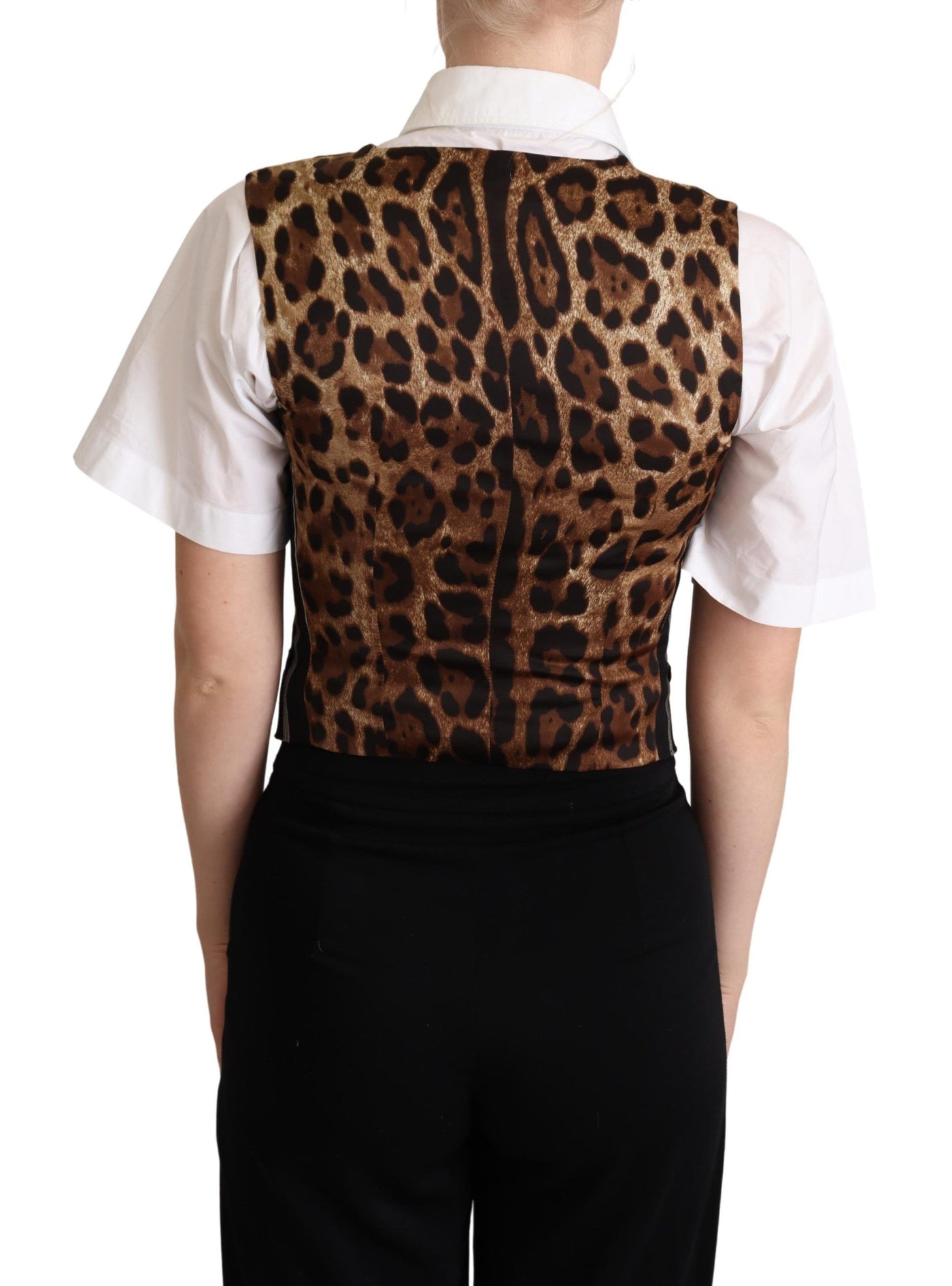 Gilet Dolce &amp; Gabbana à rayures noires et imprimé léopard