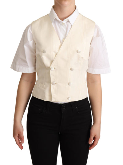 Gilet sans manches en soie beige Dolce &amp; Gabbana