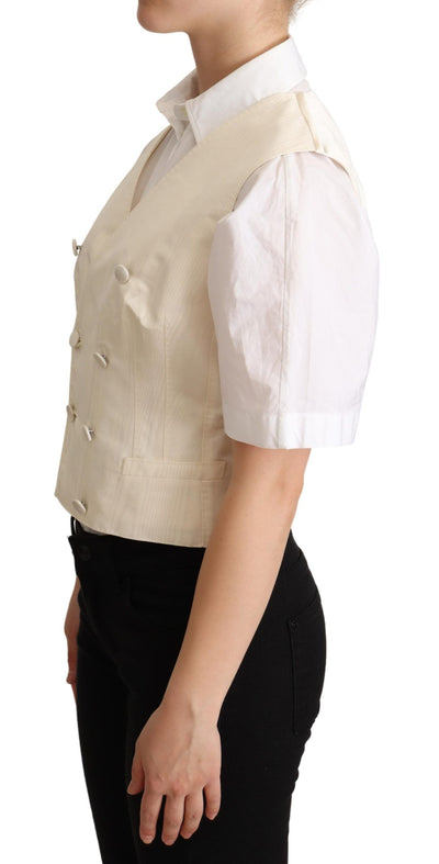 Gilet sans manches en soie beige Dolce &amp; Gabbana