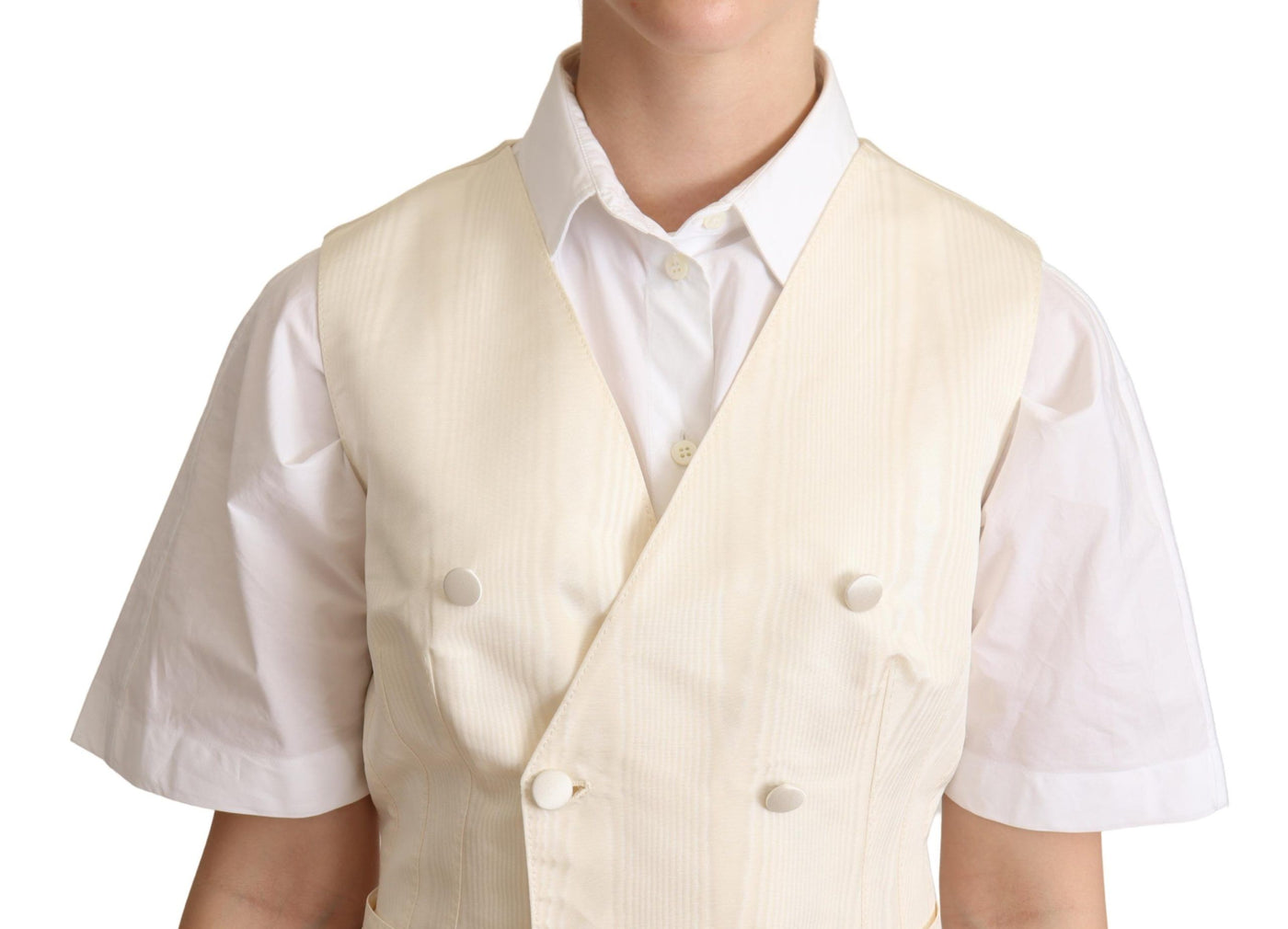Gilet sans manches en soie beige Dolce &amp; Gabbana