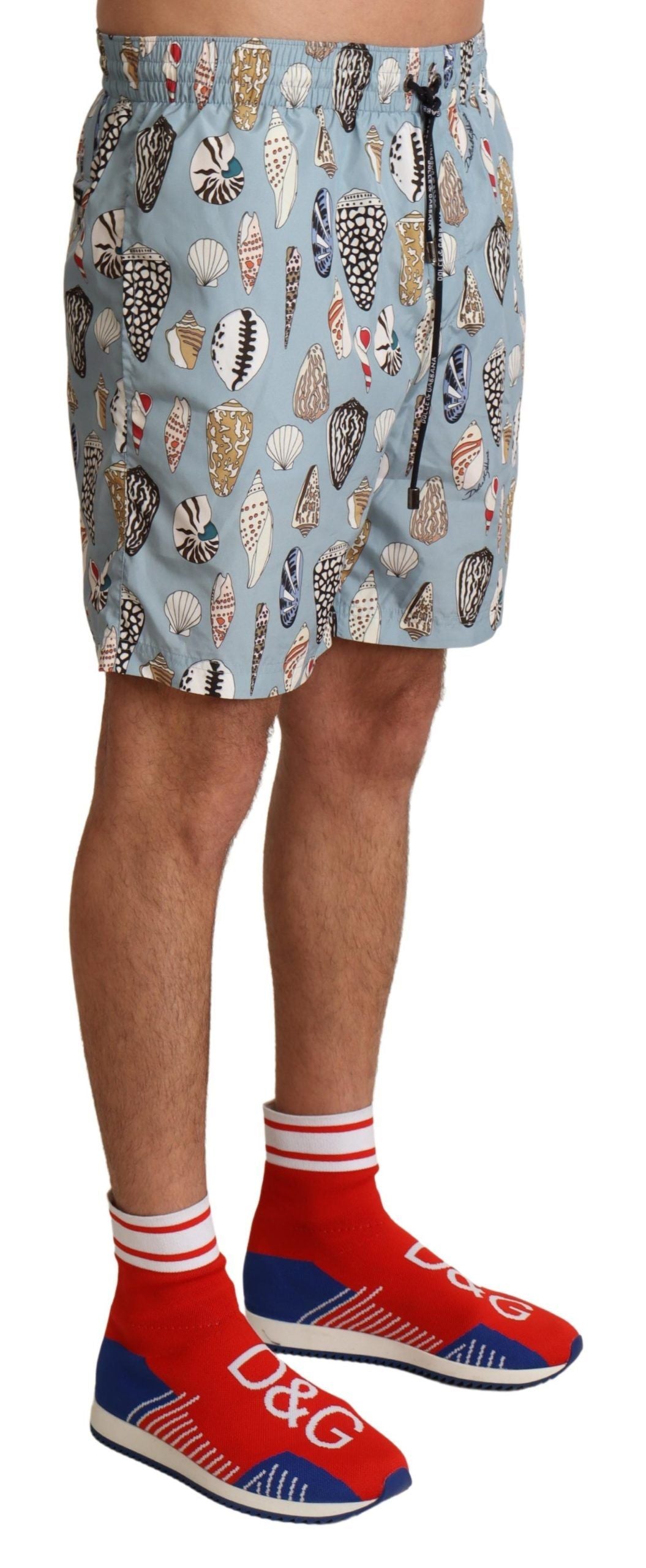 Dolce &amp; Gabbana Blue Seashell Beachwear Badmode Shorts